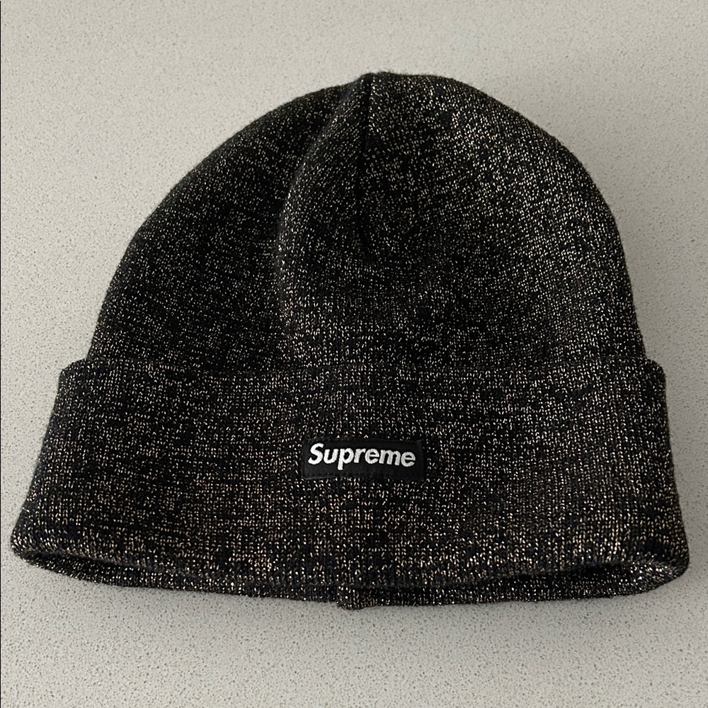 SUPREME black and gold Knit Beanie